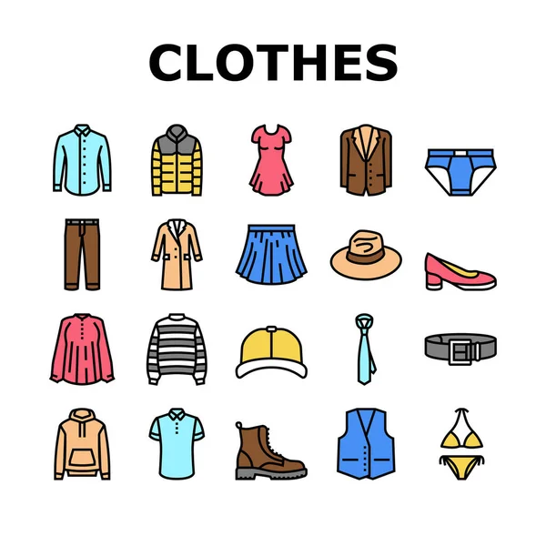 Vector de conjunto de iconos de ropa y uso de accesorios — Archivo Imágenes Vectoriales