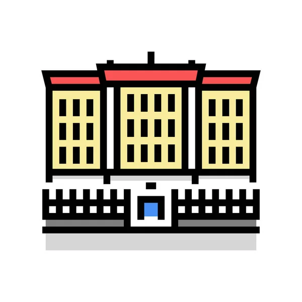 Universitas bangunan perguruan tinggi warna ikon vektor gambar pendidikan - Stok Vektor