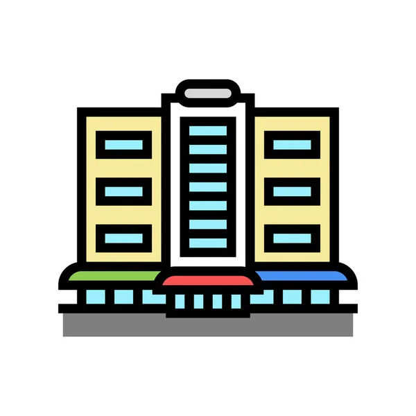 Butik och köpcentrum byggnad färg ikon vektor illustration — Stock vektor