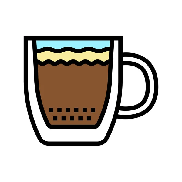 Kaffeetasse doppelte Wand Glas Farbe Symbol Vektor Illustration — Stockvektor