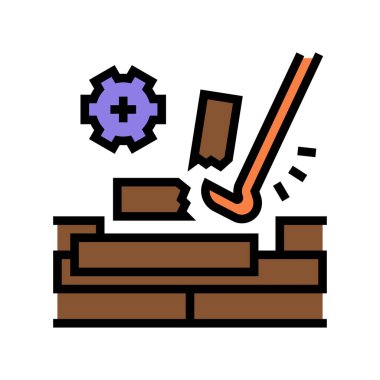 Ahşap zemin, renk ikonu vektör illüstrasyonunu söküyor