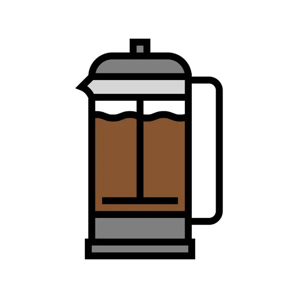 Manuelle Presse Kaffee Werkzeug Farbe Symbol Vektor Illustration — Stockvektor