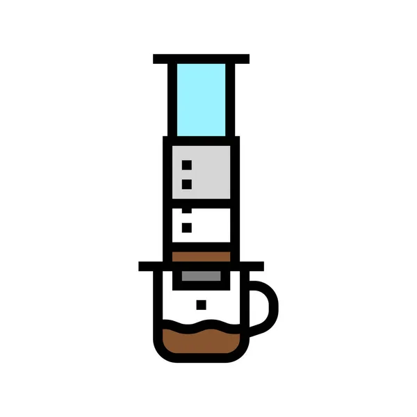 Aeropress koffie apparatuur kleur pictogram vector illustratie — Stockvector