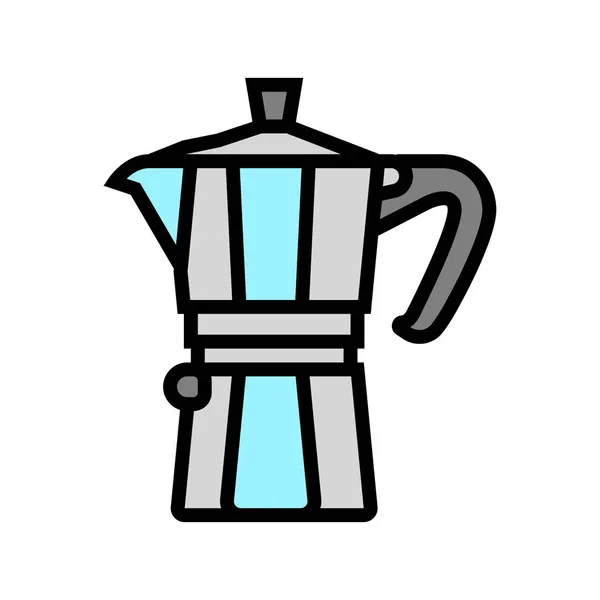 Moka pot café outil couleur icône vectoriel illustration — Image vectorielle