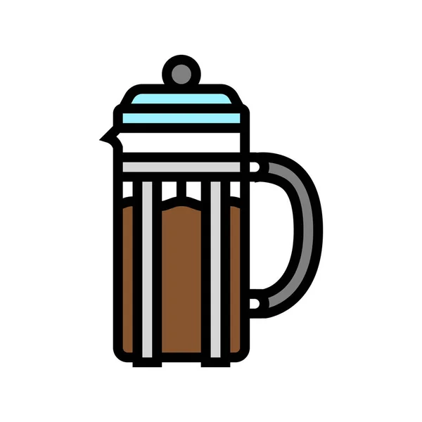 Französisch Presse Kaffee Werkzeug Farbe Symbol Vektor Illustration — Stockvektor