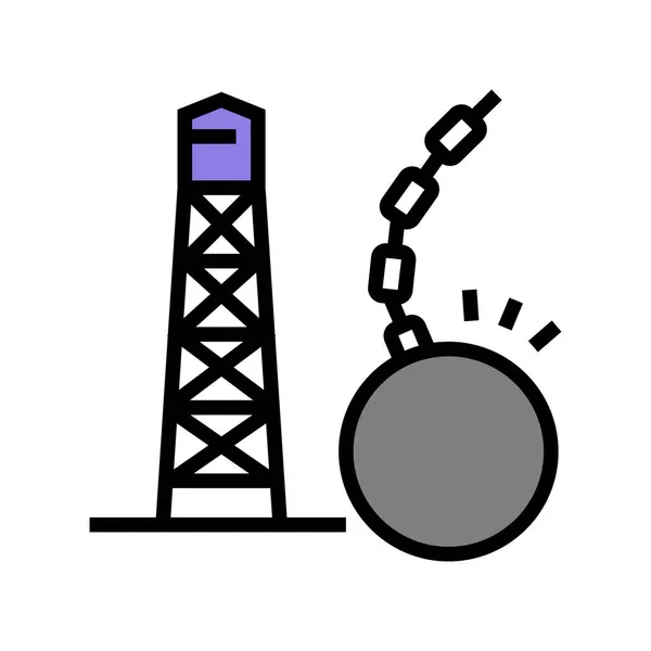 Věž demolice barva ikony vektor ilustrace — Stockový vektor
