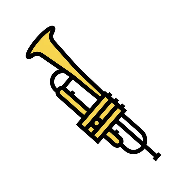 Trompete Blasmusiker Instrument Farbe Symbol Vektor Illustration — Stockvektor