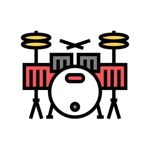 Tambor ritmo bajo instrumento color icono vector ilustración — Vector de stock