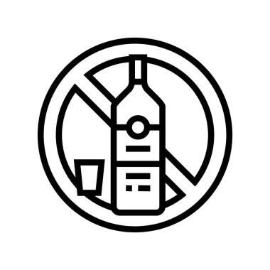 alkol bağımlılığı çizgisi ikon vektör çizimi