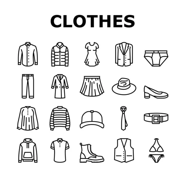 Vector de conjunto de iconos de ropa y uso de accesorios — Vector de stock