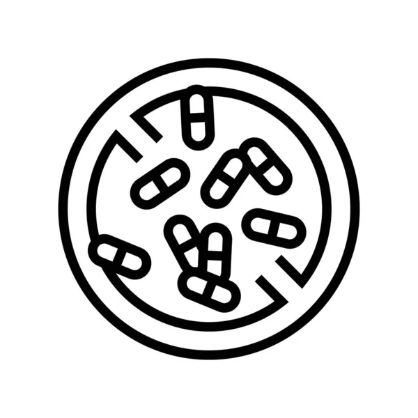 Analgésicos píldoras adicción línea icono vector ilustración — Vector de stock
