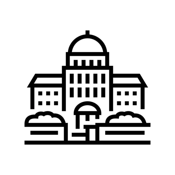 Parlamento estructura estatal construcción línea icono vector ilustración — Vector de stock