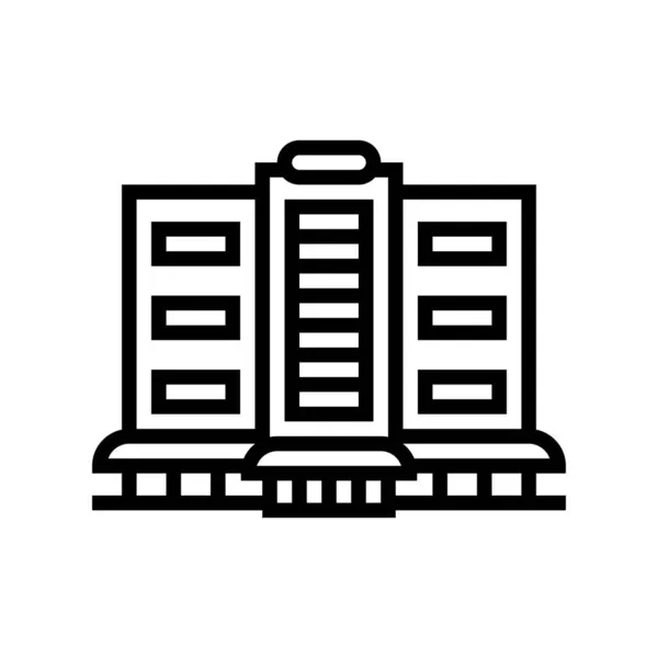 Winkel en winkelcentrum gebouw lijn pictogram vector illustratie — Stockvector
