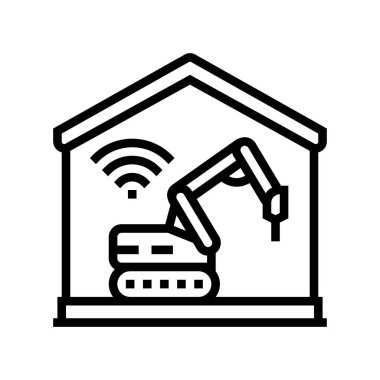 Uzak yıkımlar çizgi oluşturma ikon vektör ilüstrasyonu