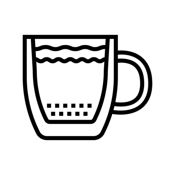 咖啡杯双壁玻璃线图标矢量插图 — 图库矢量图片