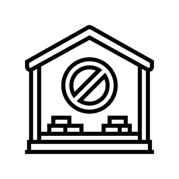 Intérieur maison démolition ligne icône vectoriel illustration — Image vectorielle