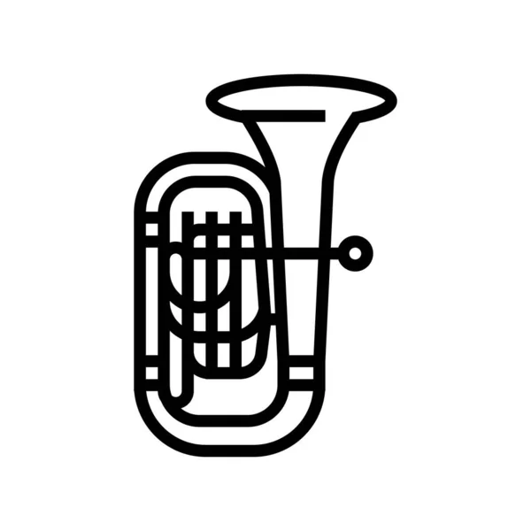 Tuba jazz música instrumento línea icono vector ilustración — Vector de stock