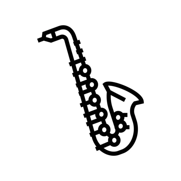 Saxofón instrumento de música línea icono vector ilustración — Vector de stock