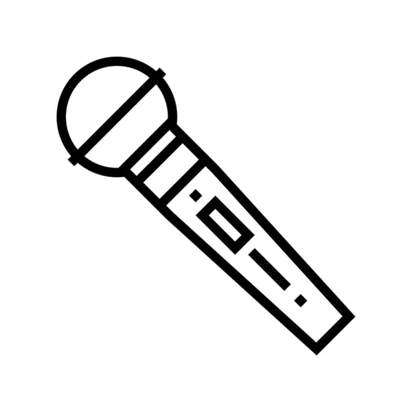 Dispositivo eletrônico do microfone para cantar a ilustração do vetor do ícone da linha da canção —  Vetores de Stock