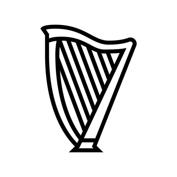 Harpe symphonique instrument ligne icône vectoriel illustration — Image vectorielle