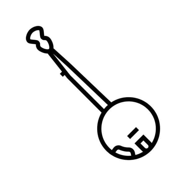 Banjo struny muzyk instrument linia ikona wektor ilustracja — Wektor stockowy