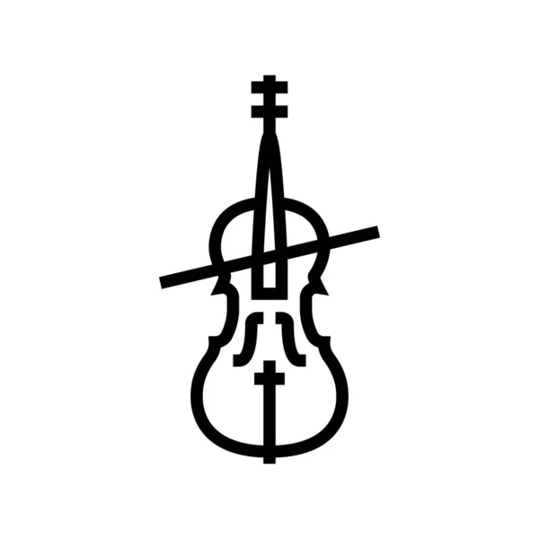 Violoncelo orquestra música instrumento linha ícone vetor ilustração —  Vetores de Stock