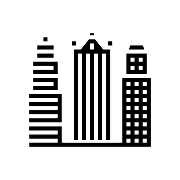 Wolkenkratzer Geschäftszentrum Gebäude Glyphensymbol Vektor Illustration — Stockvektor