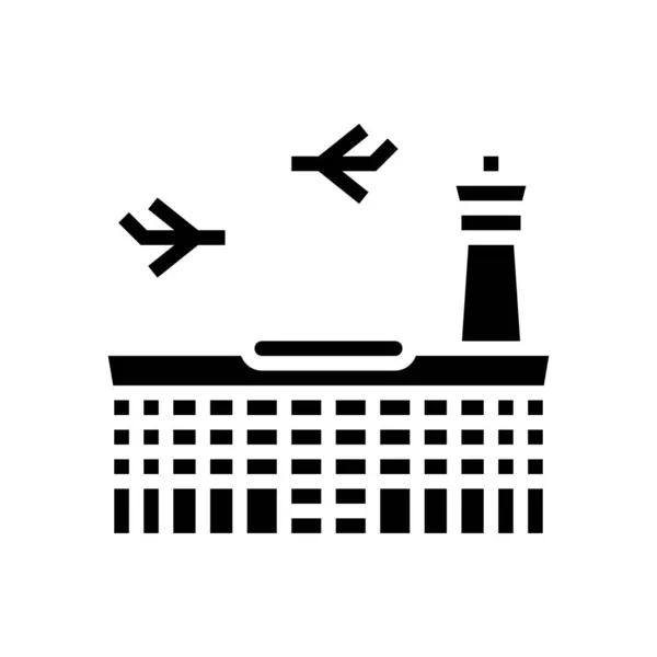 Bâtiment de l'aéroport illustration vectorielle icône glyphe — Image vectorielle