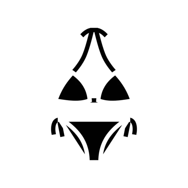 Bikini ropa de verano para la natación icono glifo vector ilustración — Vector de stock