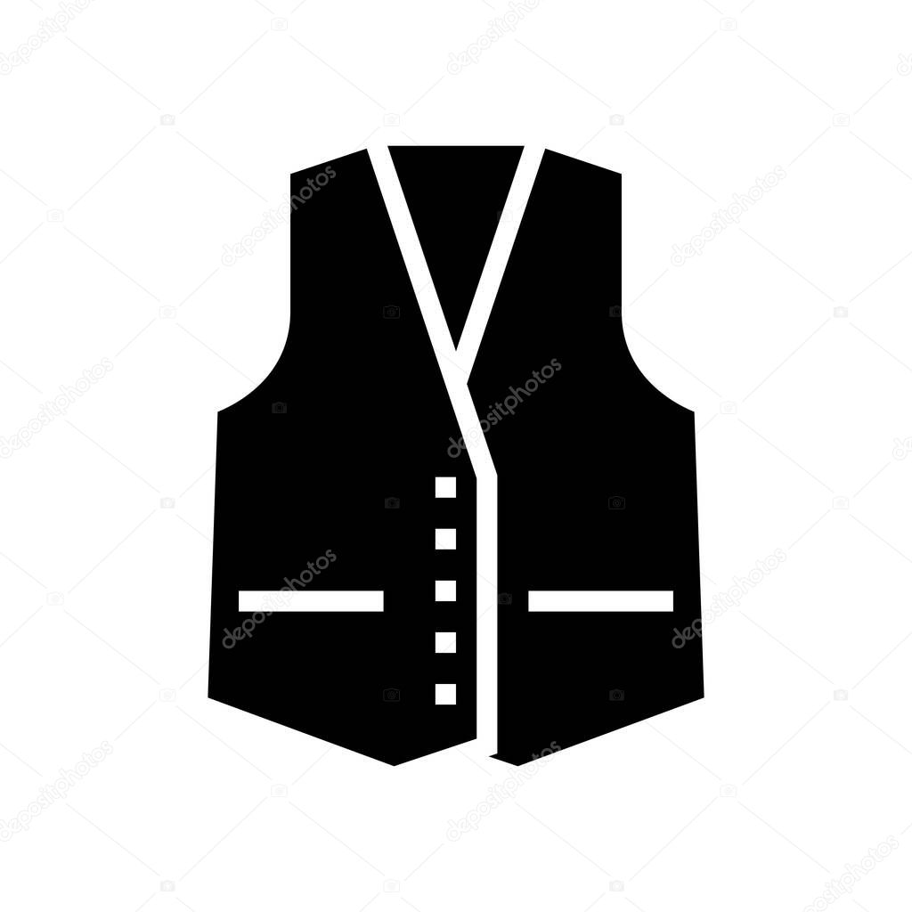 vest formalwear textile clothes glyph icon vector illustration