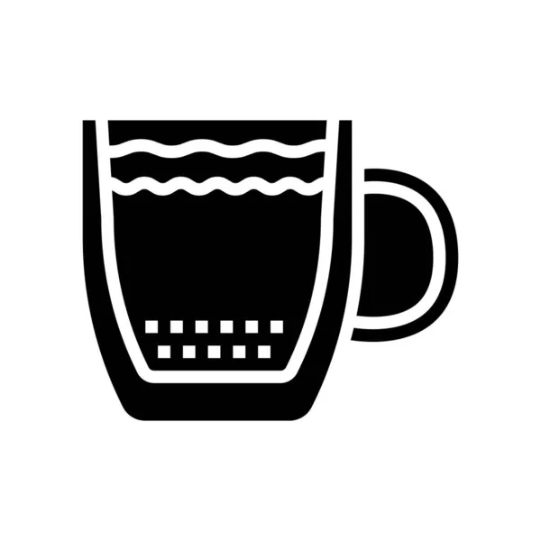 Kávéscsésze dupla falú üveg glyph ikon vektor illusztráció — Stock Vector