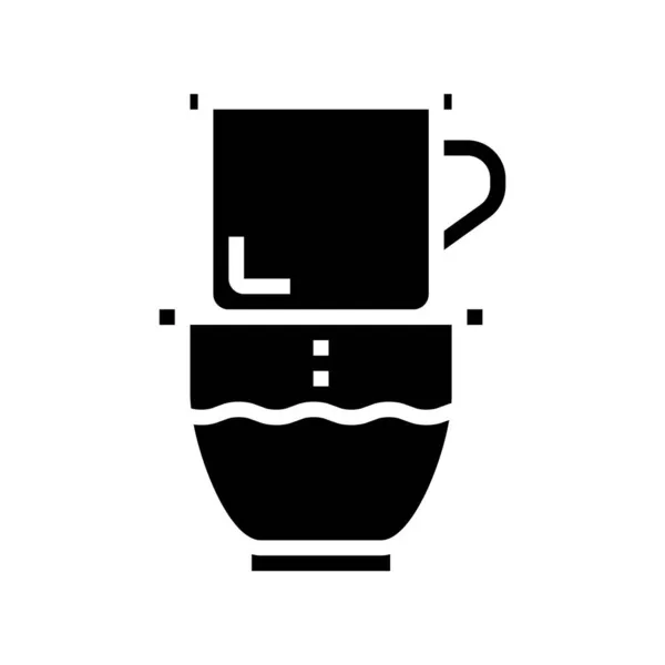 Vietnam酿造咖啡设备字形图标矢量插图 — 图库矢量图片