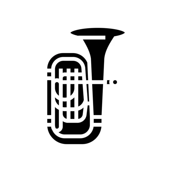 Tuba jazz música instrumento glifo icono vector ilustración — Vector de stock