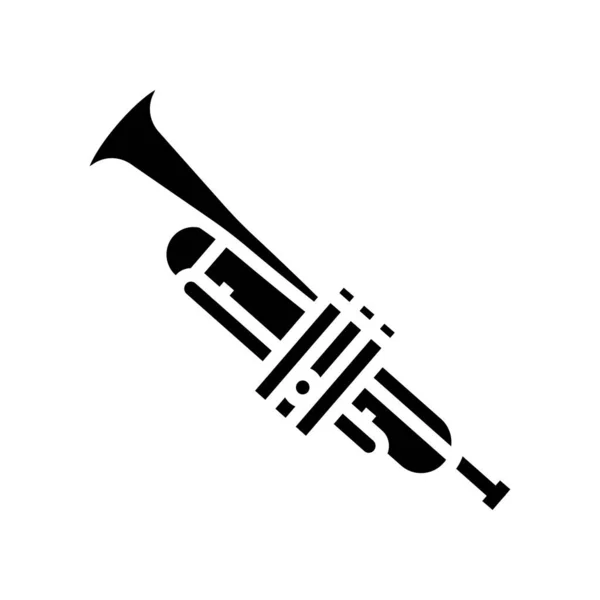 Trompete Blasmusiker Instrument Glyphensymbol Vektor Illustration — Stockvektor