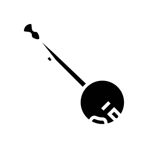 Banjo cuerda músico instrumento glifo icono vector ilustración — Vector de stock