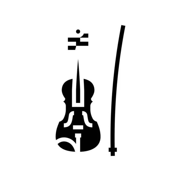 Instrumento de música violín icono glifo vector ilustración — Vector de stock