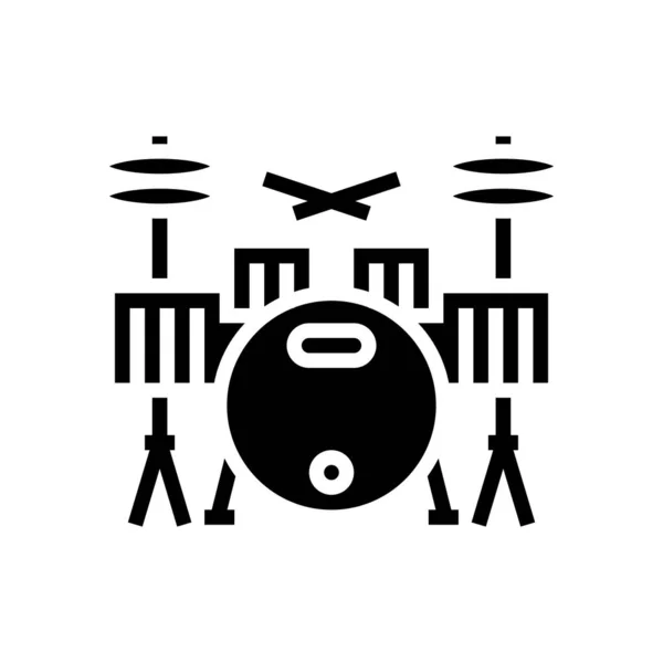 Drum rhythm bass instrument glyph icon vector illustration — Stock Vector