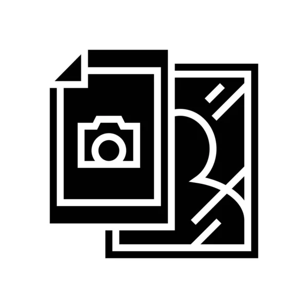 Papel fotográfico y foto marco glifo icono vector ilustración — Vector de stock