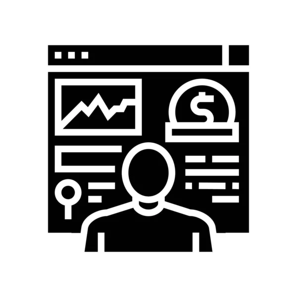 Análisis plan de negocio glifo icono vector ilustración — Vector de stock
