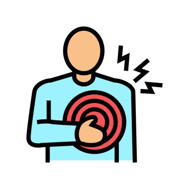 Göğüs ağrısı renk ikonu vektör illüstrasyonu