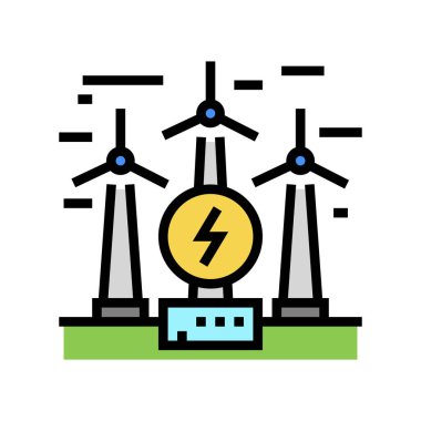 rüzgar elektrik inşaat renk vektör illüstrasyonuName