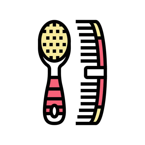 Peigne et brosse accessoires couleur icône vectoriel illustration — Image vectorielle