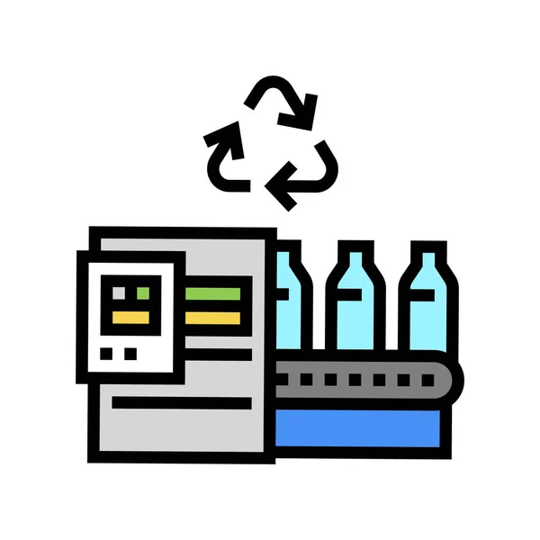 Plastový recyklační dopravník barva ikony vektor ilustrace — Stockový vektor