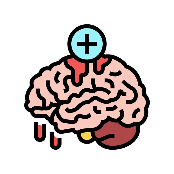 Hersenen bloeden stilstand kleur pictogram vector illustratie — Stockvector