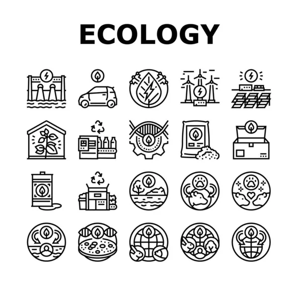 Ökologie Protective Technology Icons Set Vektor — Stockvektor