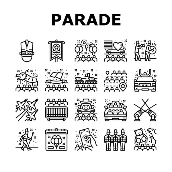 Parade Celebration Festival Event Icons Set Vector — Stock Vector