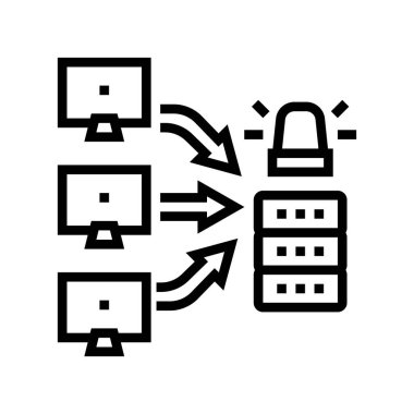 ddos saldırıları çizgi vektör illüstrasyonuName