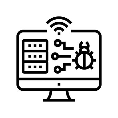 Web saldırıları çizgi vektör illüstrasyonu