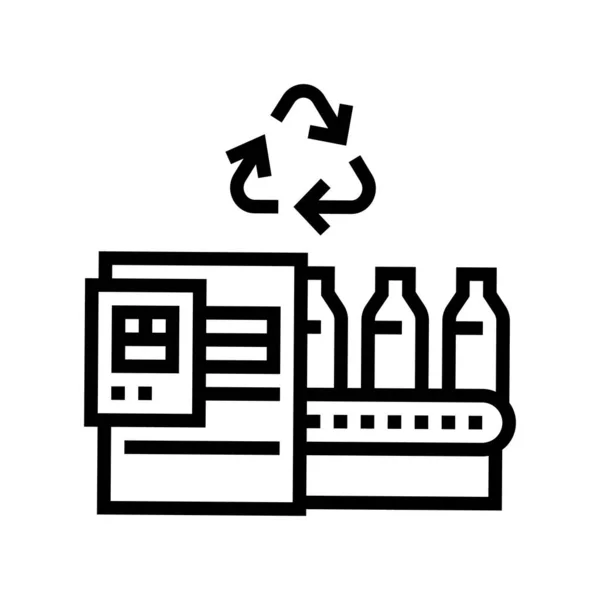 Plastové recyklační dopravníkové čáry ikony vektorové ilustrace — Stockový vektor