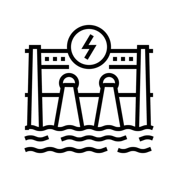 Hidroeletricidade linha de construção de energia ícone vetor ilustração — Vetor de Stock